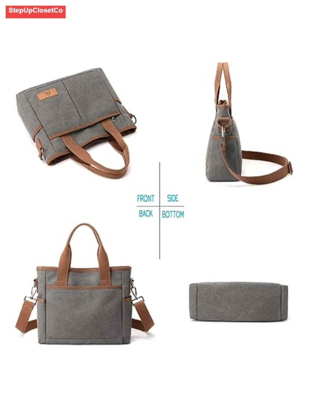 Canvas Crossbody Hobo Tote for Women Multi-Pocket Casual Purse